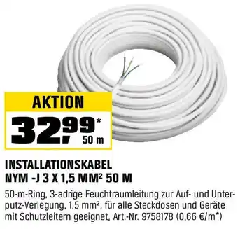 OBI Installationskabel nym -j 3 x 1,5 mm² 50 m Angebot