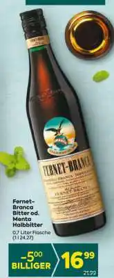 Billa Fernet-Branca Bitter od. Menta Halbbitter Angebot