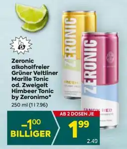 Billa Zeronic alkoholfreier Grüner Veltliner & Marille Tonic od. Zweigelt & Himbeer Tonic by Zeronimo Angebot