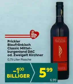 Billa Prickler Blaufränkisch Classic Mittelburgenland DAC od. Zweigelt Kirchner Angebot