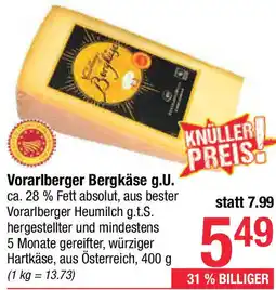 Maximarkt Vorarlberger Bergkäse g.U. Angebot