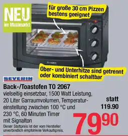Maximarkt Back Toastofen TO 2067 Angebot