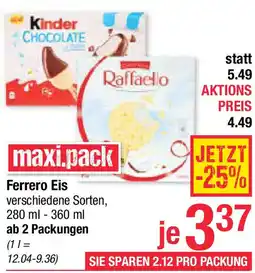 Maximarkt Ferrero Eis verschiedene Sorten, Eis Angebot