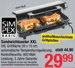 Maximarkt Sandwichtoaster XXL XXL Grillfläche 28 x 15 cm, Angebot
