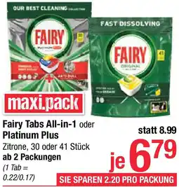 Maximarkt Fairy Tabs All-in-1 oder Platinum Plus Angebot