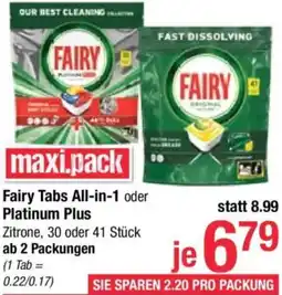 Maximarkt Fairy Tabs All-in-1 oder Platinum Plus Angebot