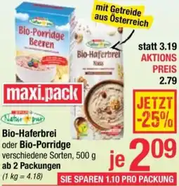 Maximarkt Bio-Haferbrei oder Bio-PorridgBio-Haferbrei Angebot