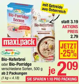 Maximarkt Bio Haferbrei oder Bio-Porridge Angebot