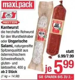 Maximarkt Kantwurst oder Ungarische Salami Angebot