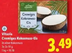 Lidl Vitasia Cremiges Kokosnuss- Eis Angebot