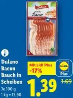 Lidl Dulano Bacon Bauch in Scheiben Angebot