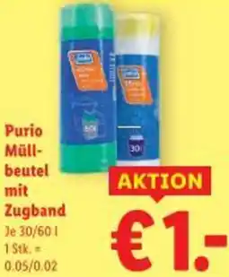 Lidl Purio Müll- beutel mit Zugband Angebot