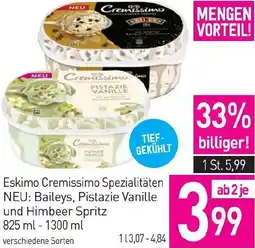 Sutterlüty Eskimo Cremissimo Spezialitäten NEU: Baileys, Pistazie Vanille und Himbeer Spritz Angebot