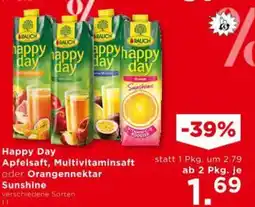 Unimarkt Happy Day Apfelsaft, Multivitaminsaft oder Orangennektar Sunshine Angebot