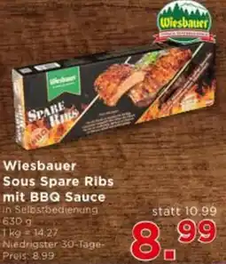 Unimarkt Wiesbauer Sous Spare Ribs mit BBQ Sous Spare Ribs mit BBQ Sauce in Selbstbedienung 630 g Angebot