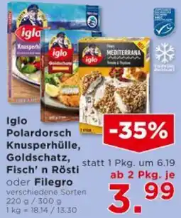 Unimarkt Iglo Polardorsch Knusperhülle, Goldschatz, Fisch'n Rösti oder Filegro Angebot