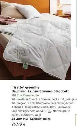 Tchibo Eduscho irisette® greenline Baumwoll-Leinen-Sommer-Steppbett Angebot