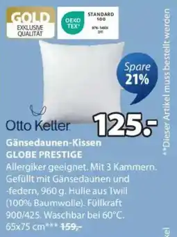 JYSK Gänsedaunen-Kissen GLOBE PRESTIGE Angebot