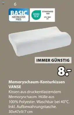 JYSK Memoryschaum-Konturkissen VANSE Angebot
