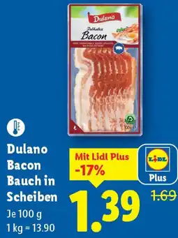 Lidl Dulano Bacon Bauch in Scheiben Angebot