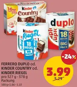 PENNY Ferrero duplo od. kinder country od. kinder riegel Angebot