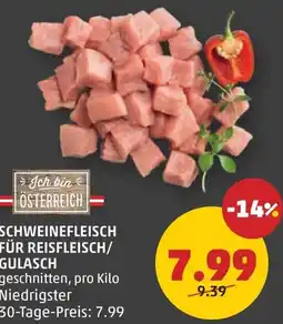 PENNY Schweinefleisch für reisfleisch/ gulasch Angebot