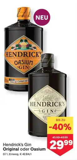 MPreis Hendrick's Gin Original oder Oasium Angebot