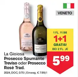 MPreis La Gioiosa Prosecco Spumante Treviso oder Prosecco Rosé Trad. Angebot