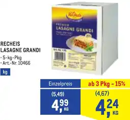 Metro Recheis lasagne grandi Angebot