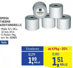 Metro Omega thermo additionsrolle Angebot