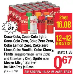 Maximarkt Coca-Cola, Coca-Cola light, Coca-Cola Zero, Coke Zero Zero, Coke Lemon Zero, Coke Zero Lime, Coke Vanilla, Coke Cherry, Fanta Angebot