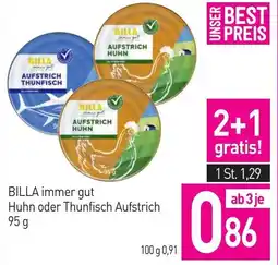 Sutterlüty BILLA immer gut Huhn oder Thunfisch Aufstrich Angebot