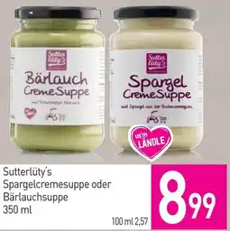 Sutterlüty Sutter liity's Spargelcremesuppe oder Bärlauchsuppe Angebot