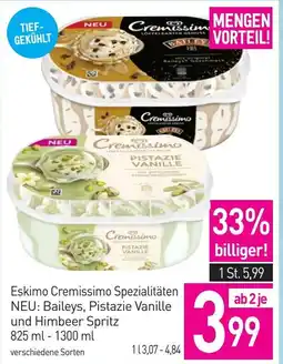 Sutterlüty Eskimo Cremissimo Spezialitäten NEU: Baileys, Pistazie Vanille und Himbeer Spritz Angebot