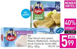 Sutterlüty Iglo Polar-Dorsch natur, paniert, Müllerin, Mediterrane-, Serbische Art od. Scholle div. Sorten, MSC Angebot