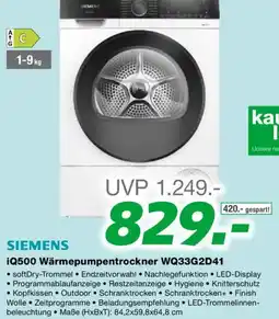 EP Siemens iQ500 Wärmepumpentrockner WQ33G2D41 Angebot