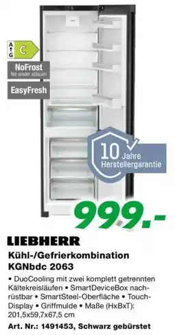 EP LIEBHERR Kühl-Gefrierkombination KGNbdc 2063 Angebot