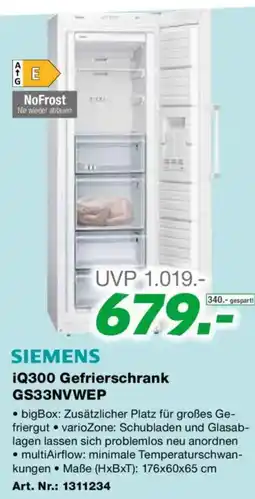 EP Siemens iQ300 Gefrierschrank GS33NVWEP Angebot
