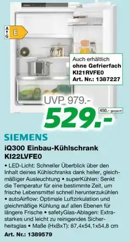 EP Siemens iQ300 Einbau-Kühlschrank KI22LVFE0 Angebot