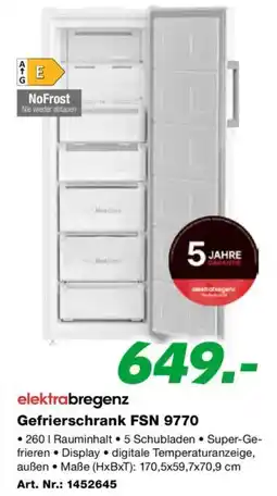 EP elektrabregenz Gefrierschrank FSN 9770 Angebot