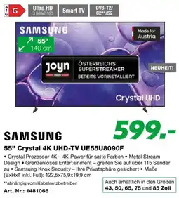 EP Samsung 55" Crystal 4K UHD-TV UE55U8090F Angebot