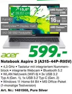EP acer Notebook Aspire 3 (A315-44P-R95V) Angebot