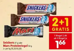 Interspar Snickers 47 g oder Mars Proteinriegel 50 g Angebot