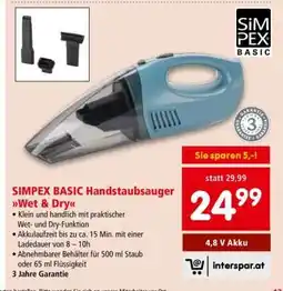 Interspar SIMPEX BASIC Handstaubsauger Wet & Dry Angebot
