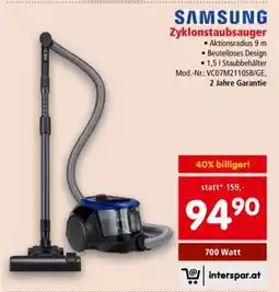Interspar Samsung Zyklonstaubsauger Angebot