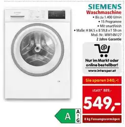 Interspar Siemens Waschmaschine Angebot