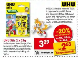 Interspar UHU Stic 2 x 21g Angebot