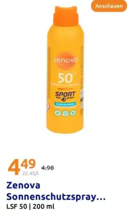Action Zenova Sonnenschutzspray Angebot