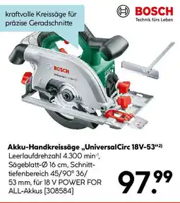 Hellweg Akku-Handkreissäge Universal Circ 18V-53 Angebot