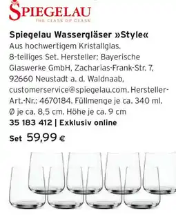Tchibo Eduscho Spiegelau Wassergläser Style Angebot